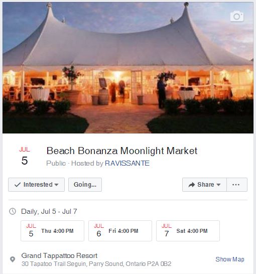 Beach Bonanza Moonlight Market at Tappattoo Resort in Parry Sound
