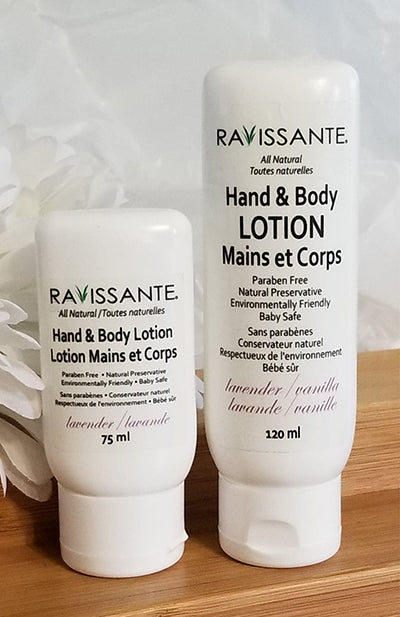 Hand and Body Lotion All Natural - Lavender and Lavender/Vanilla,  75 ml and 120 ml sizes